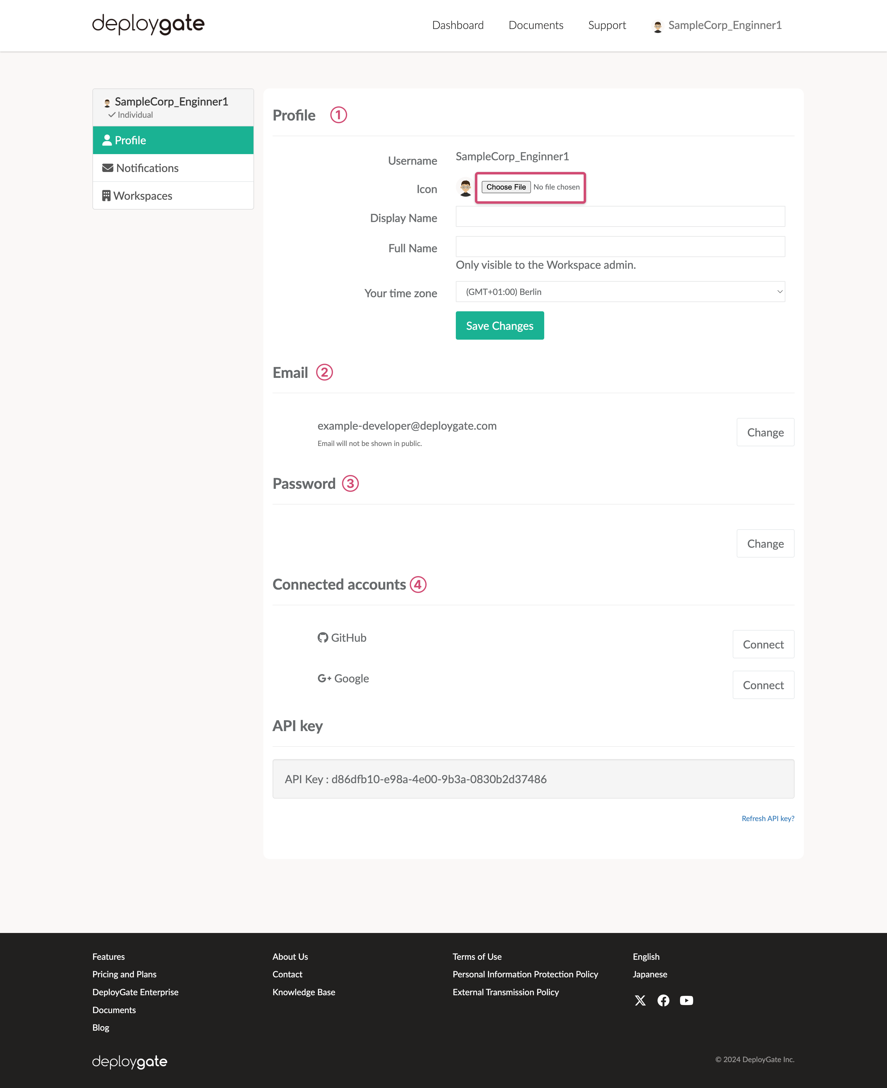 Screenshot of Account Settings page 