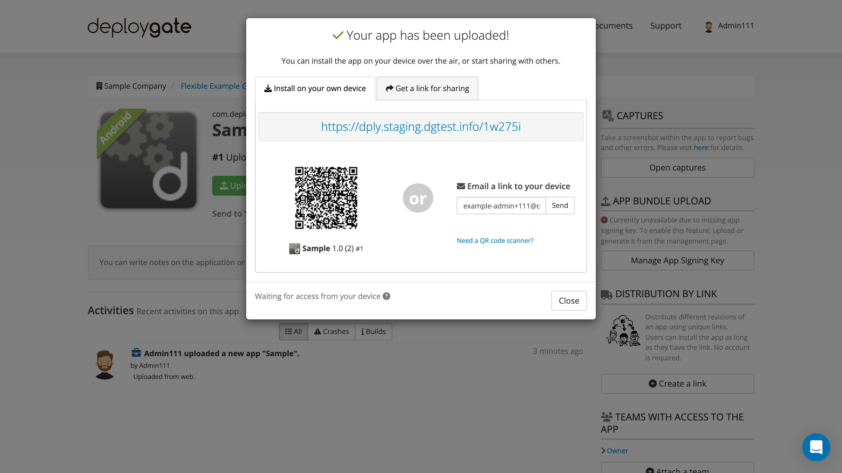Screenshot of Complete Upload 