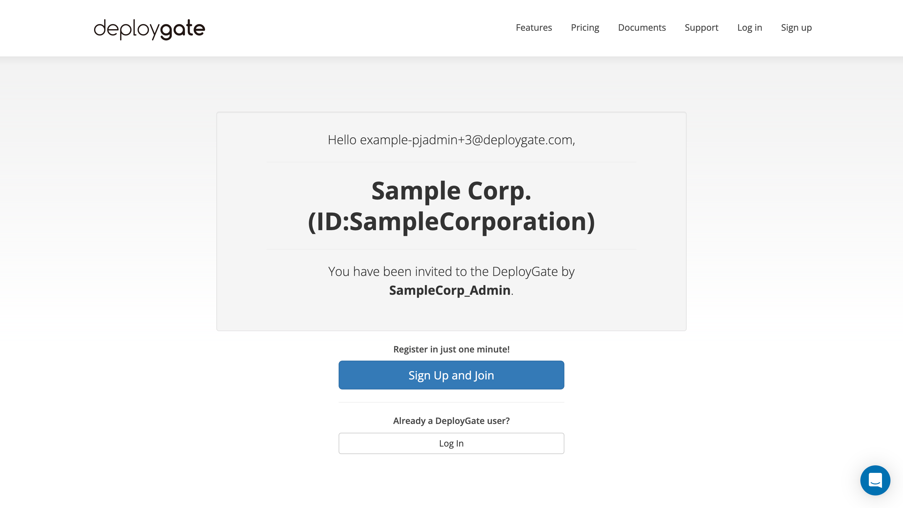 Screenshot of Crate Account from Invitation