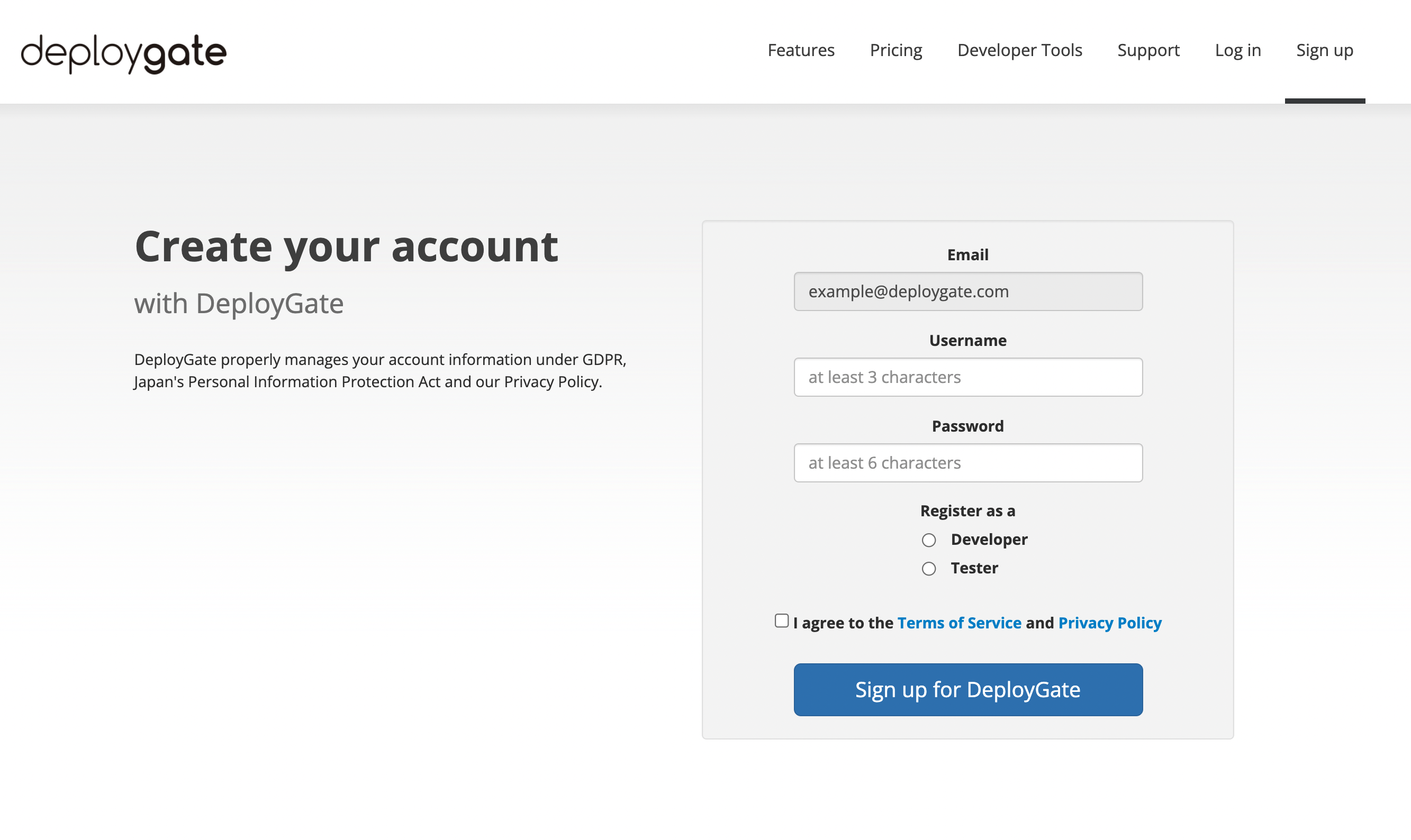 Screenshot of create account from web 3