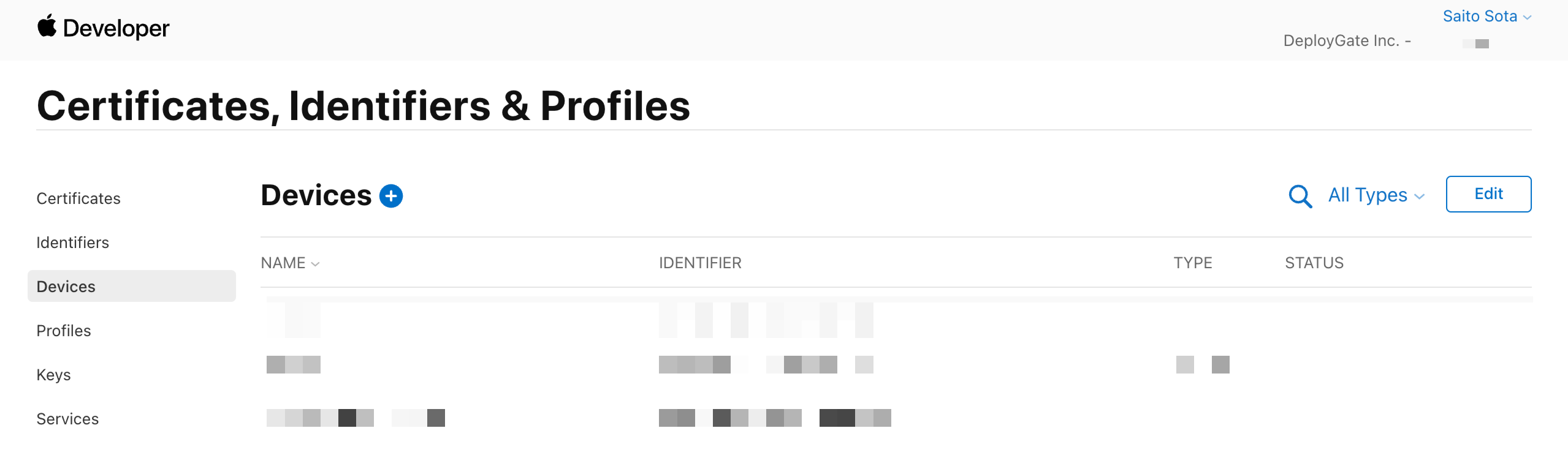 Screenshot of Tester Devices Registration 