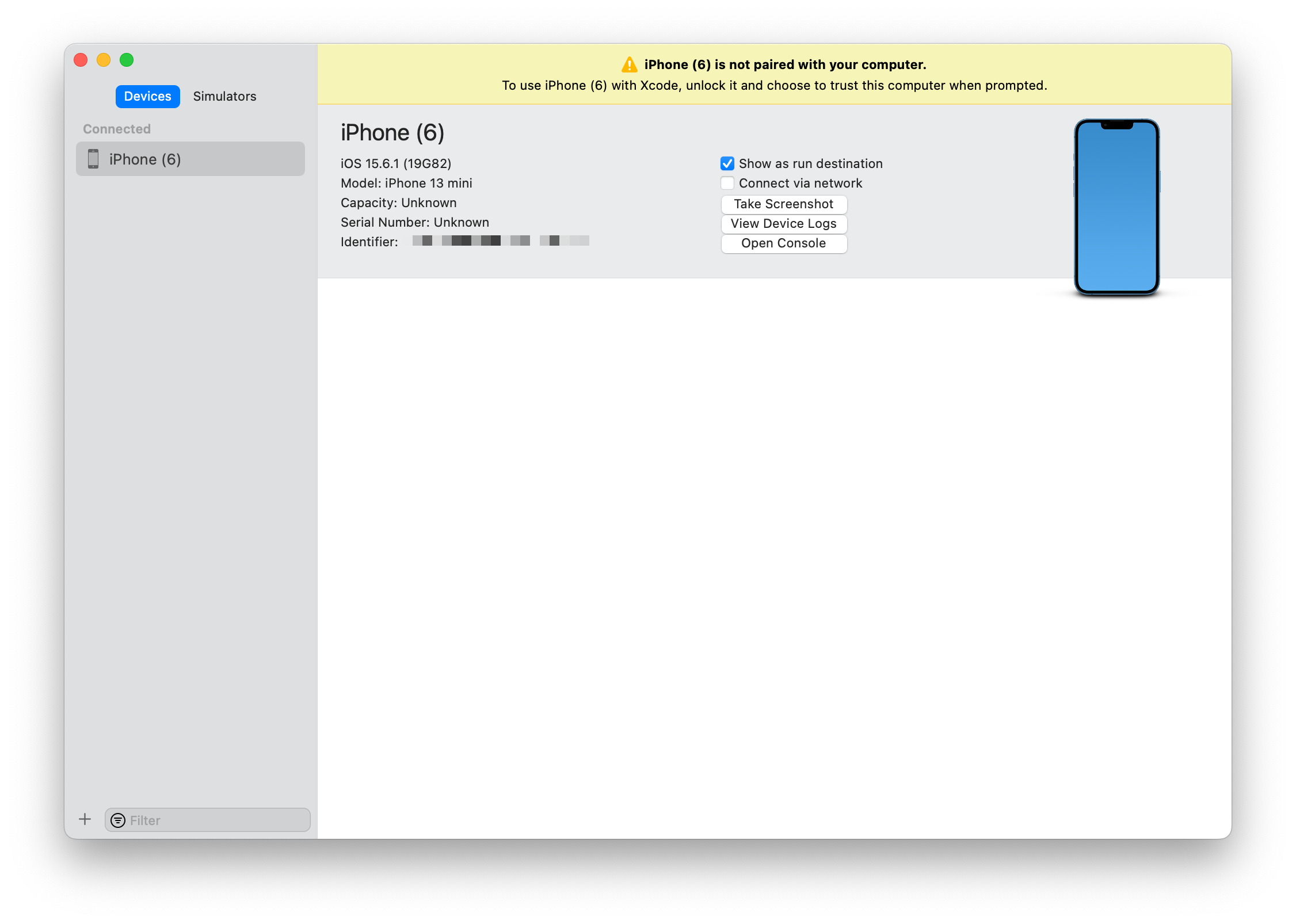 Screenshot of Tester Devices Registration 
