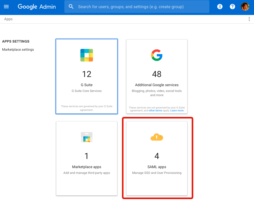 Screenshot of SAML Google Workspace 
