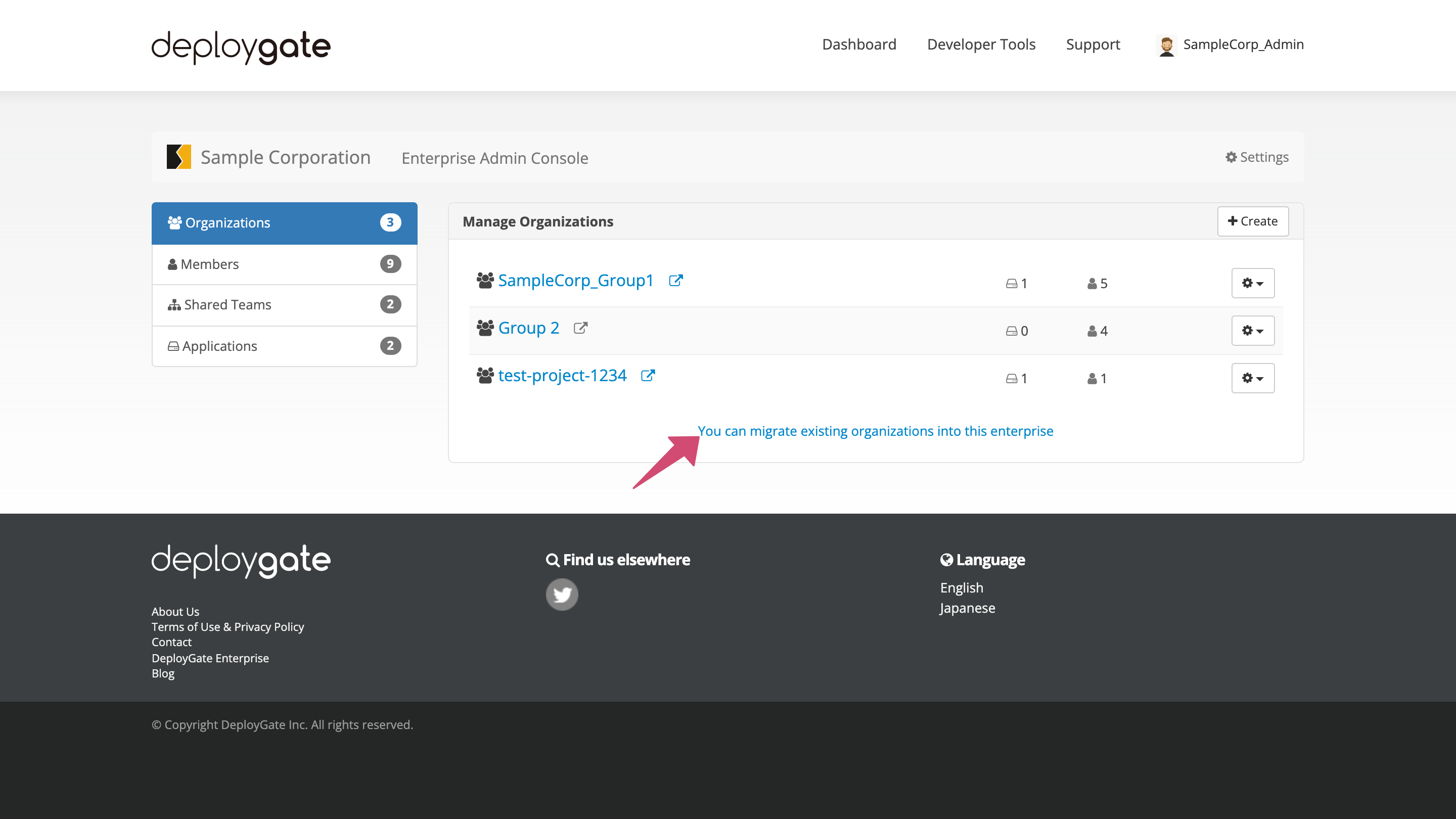 Screenshot of Import group to EP 