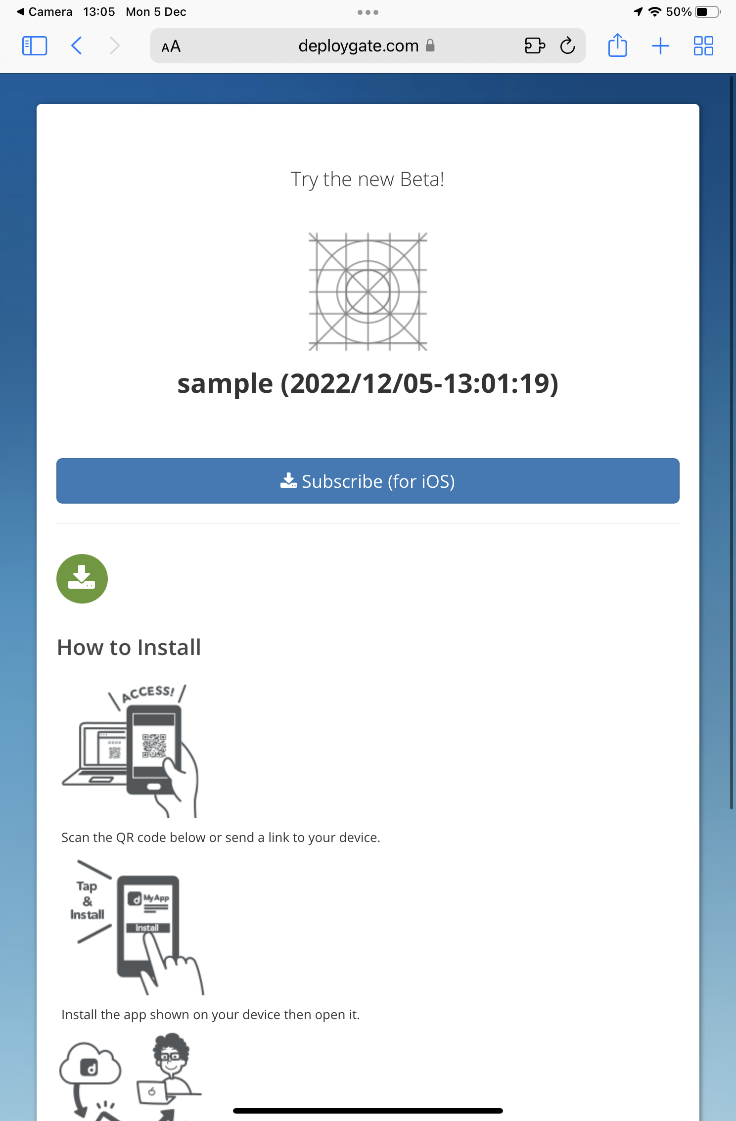 Screenshot of iOS scanned screen