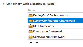 Screenshot of iOS sdk