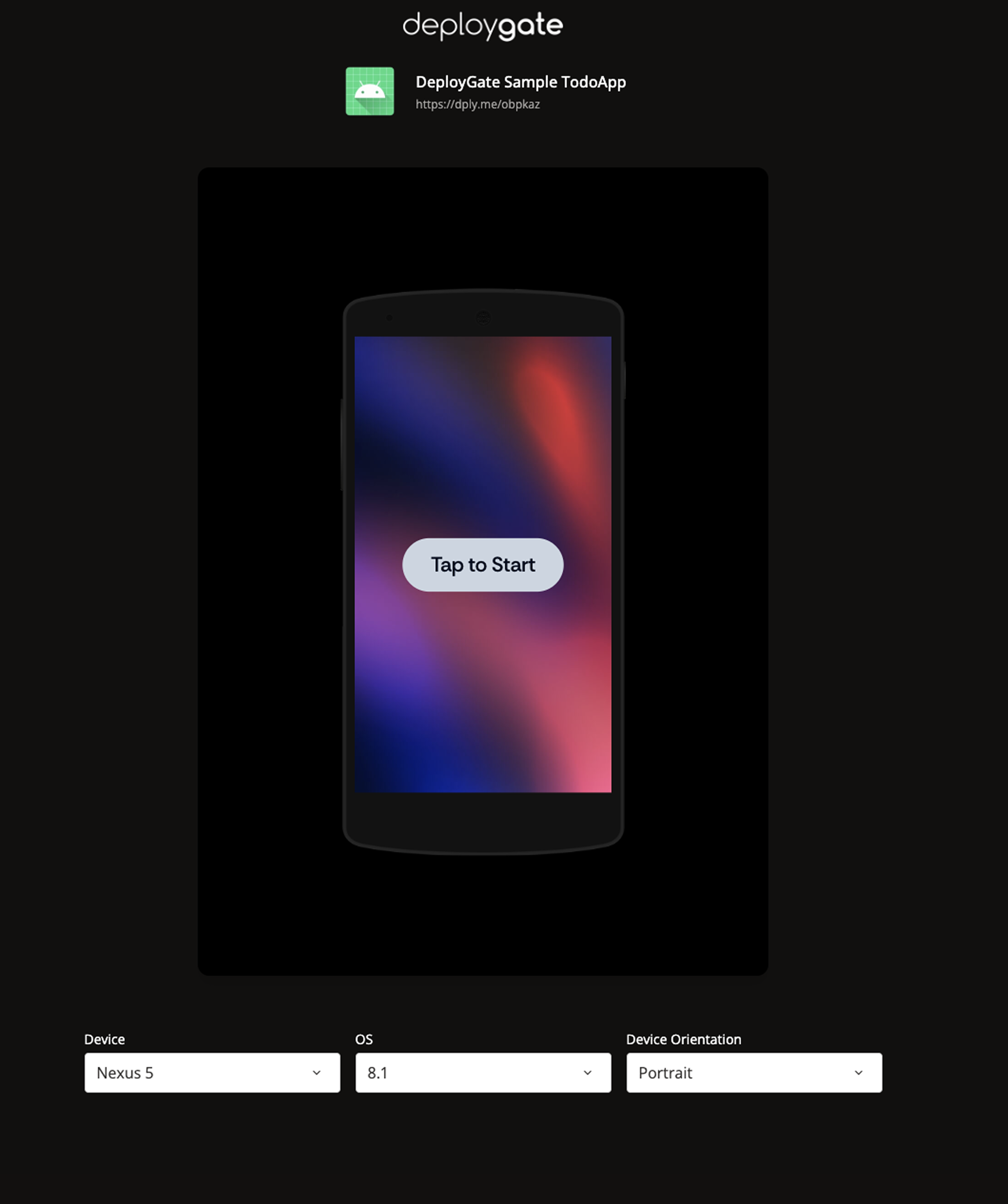 Screenshot of the Instant Device