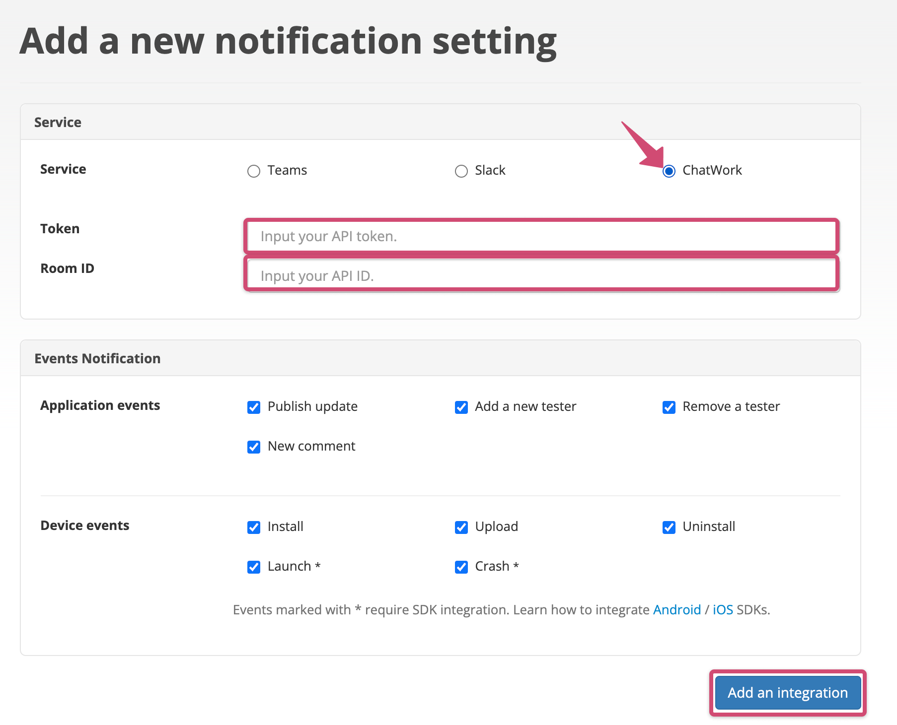 Screenshot of Chat-notification