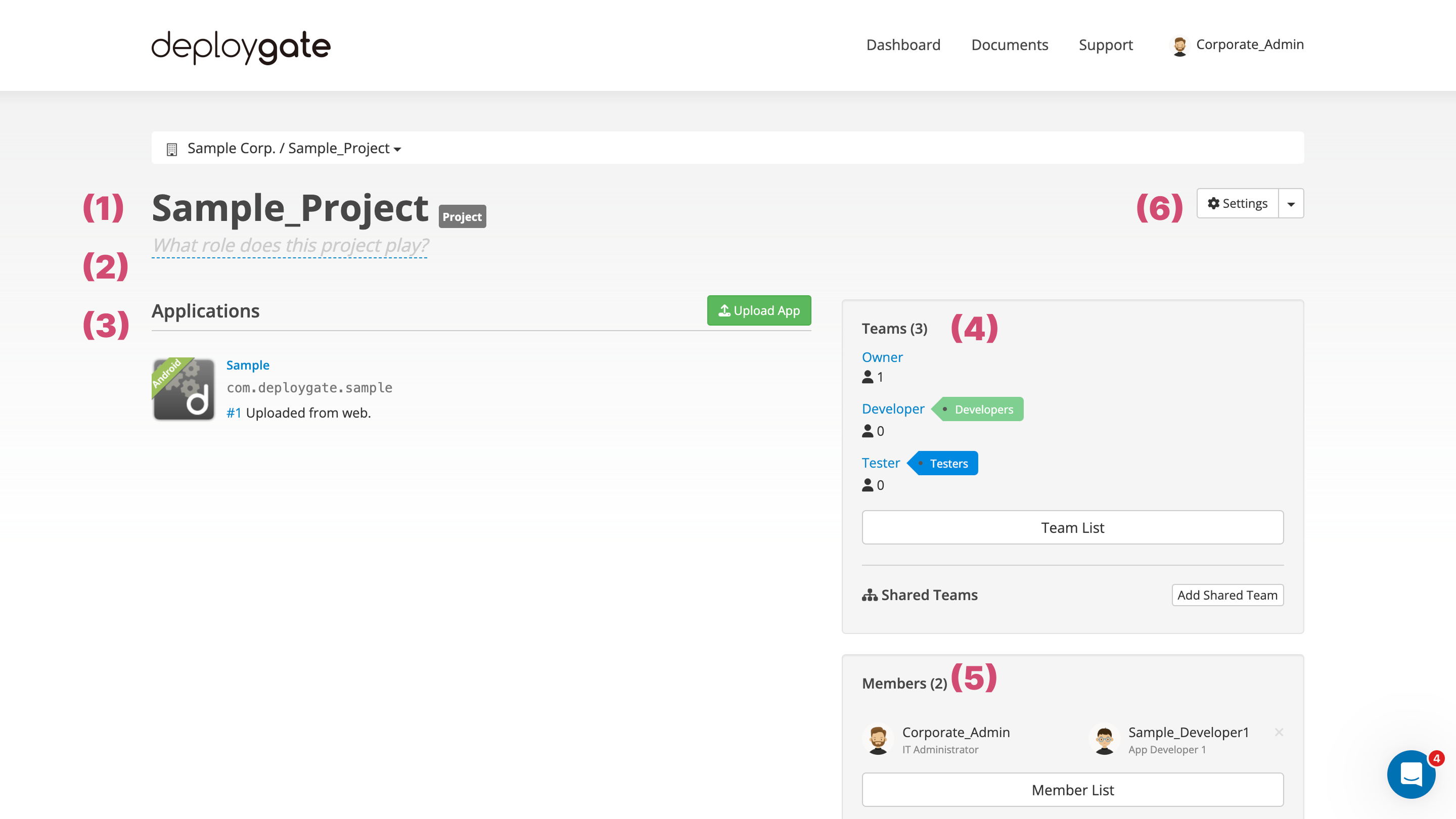 Project details page showing configuration options