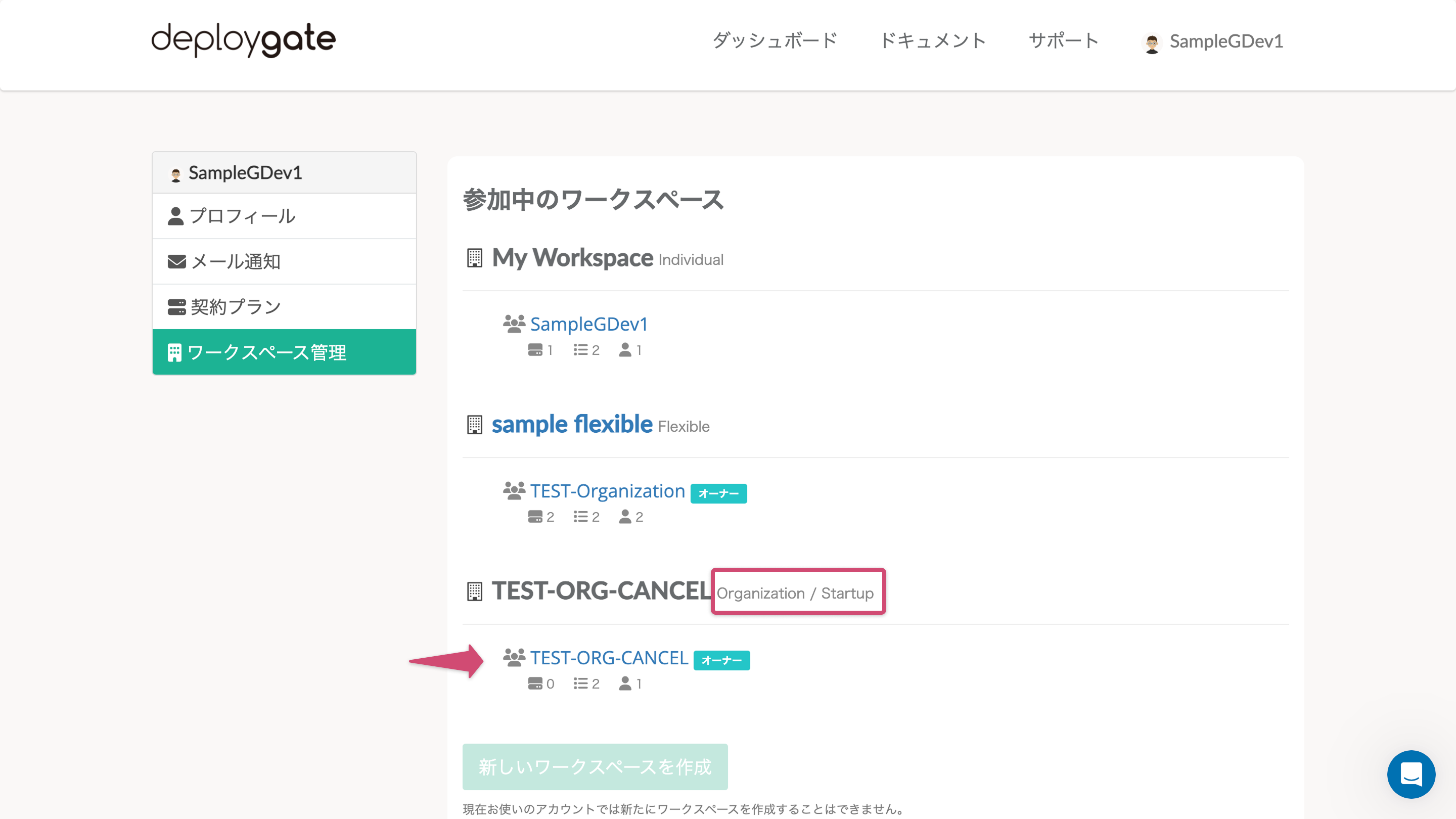Screenshot of List of projects