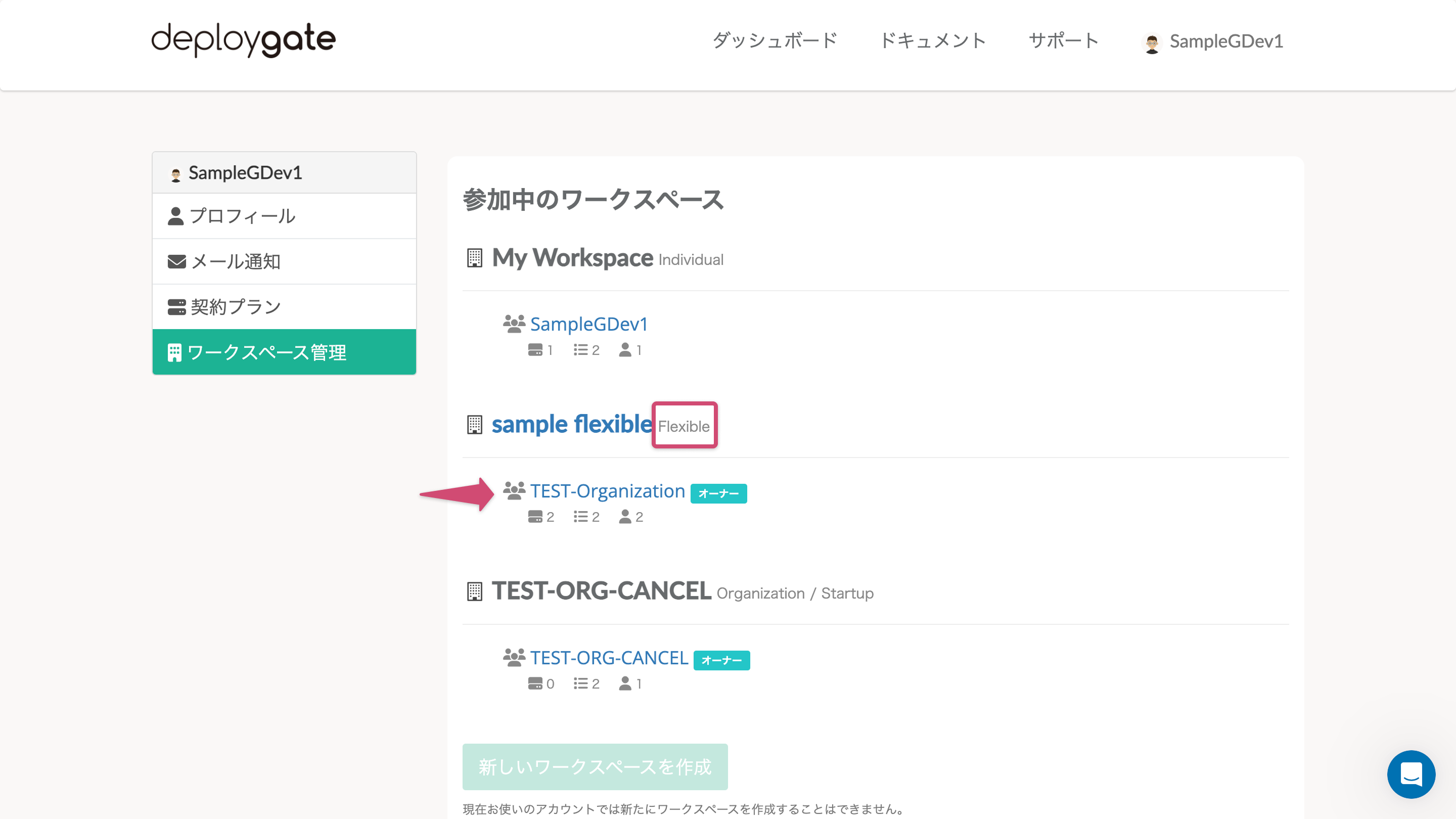 Screenshot of List of projects