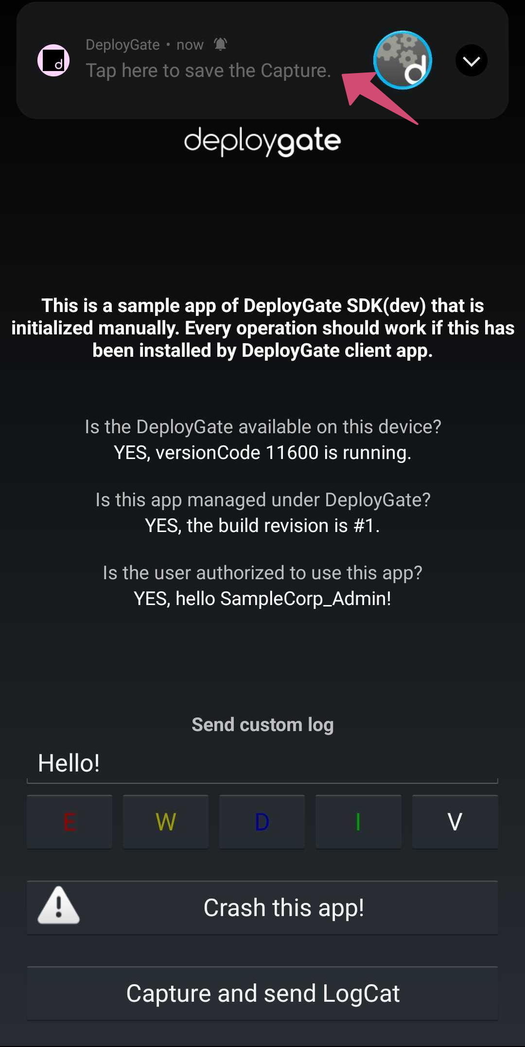 Push notification after capture