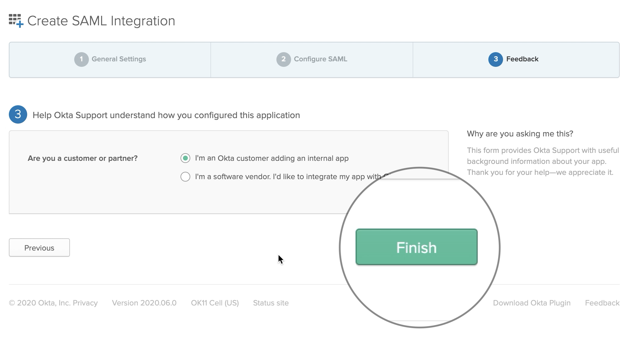 Screenshot of SAML Okta