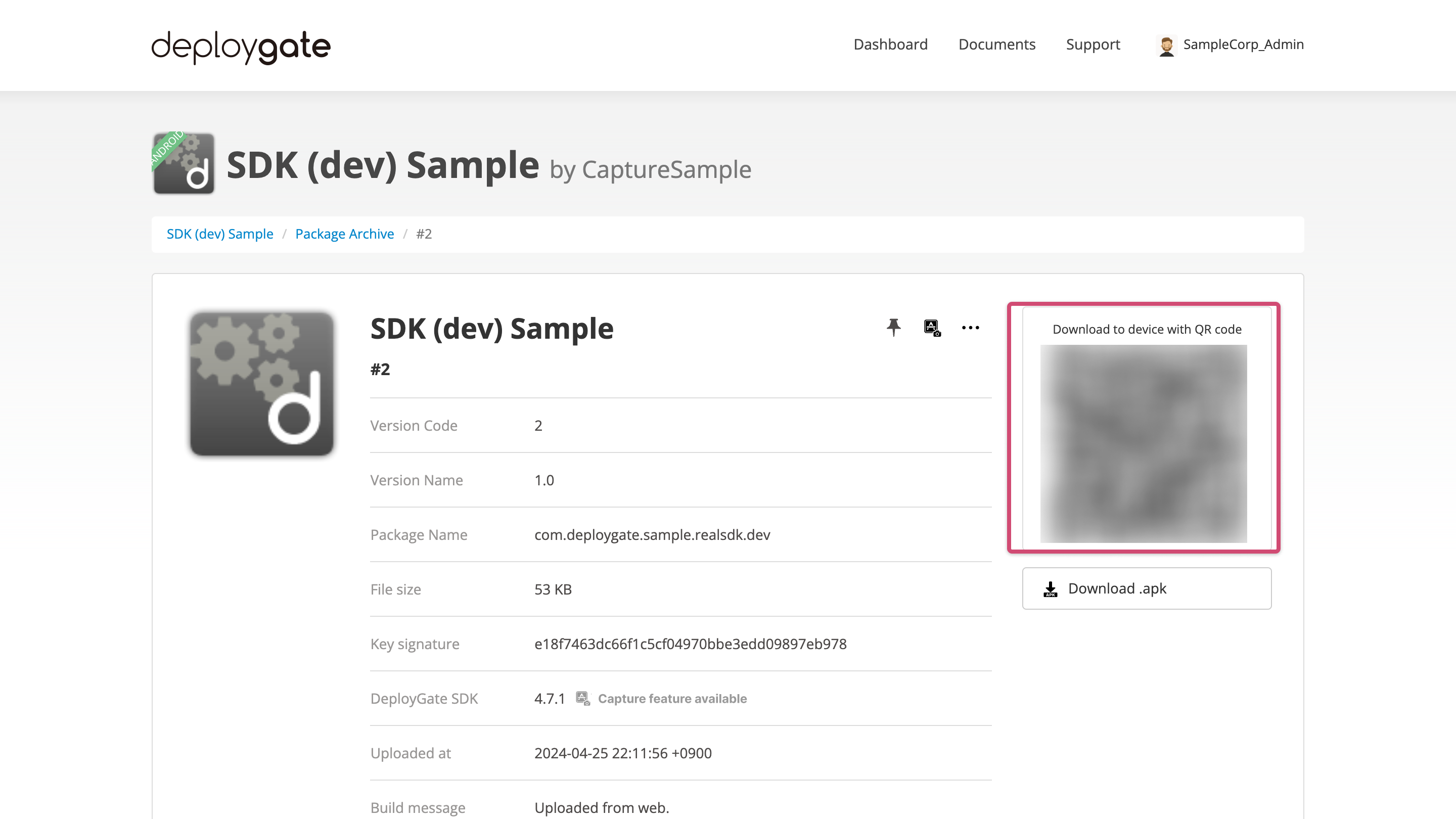 Scan QR code from Package details