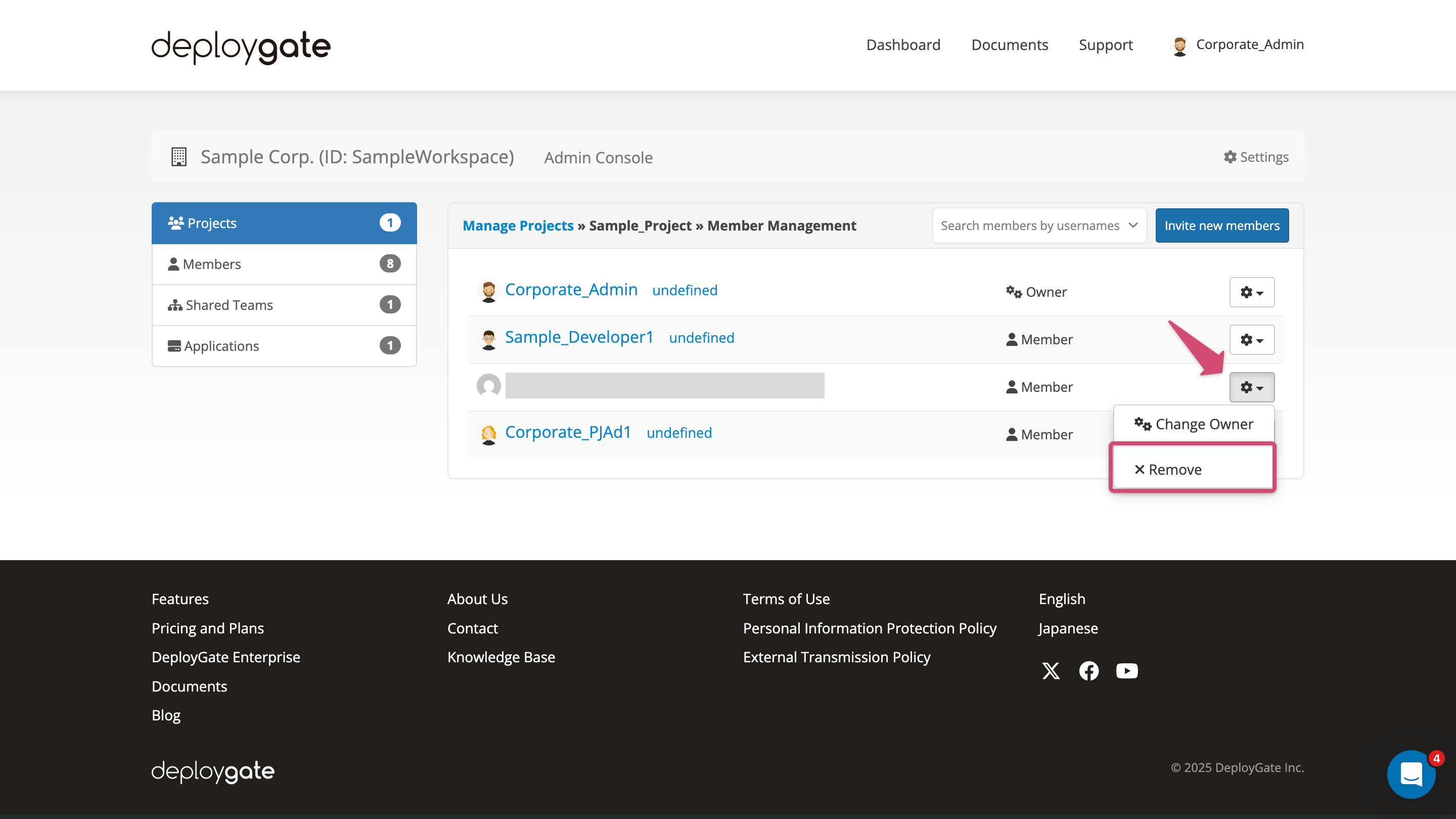 Screenshot of Workspace Admin Console