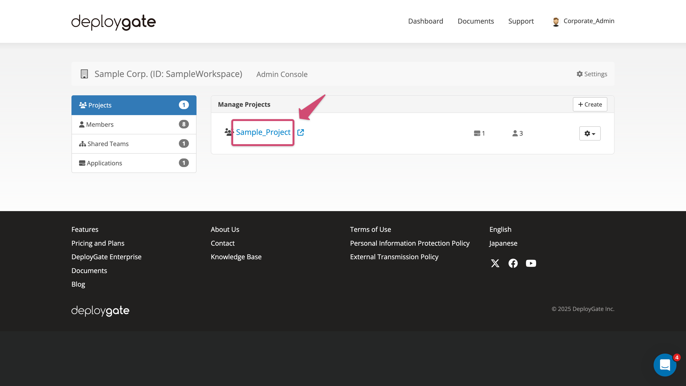 Screenshot of Workspace Admin Console