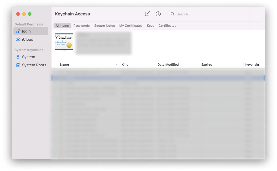 Screenshot of Distribution Certificate