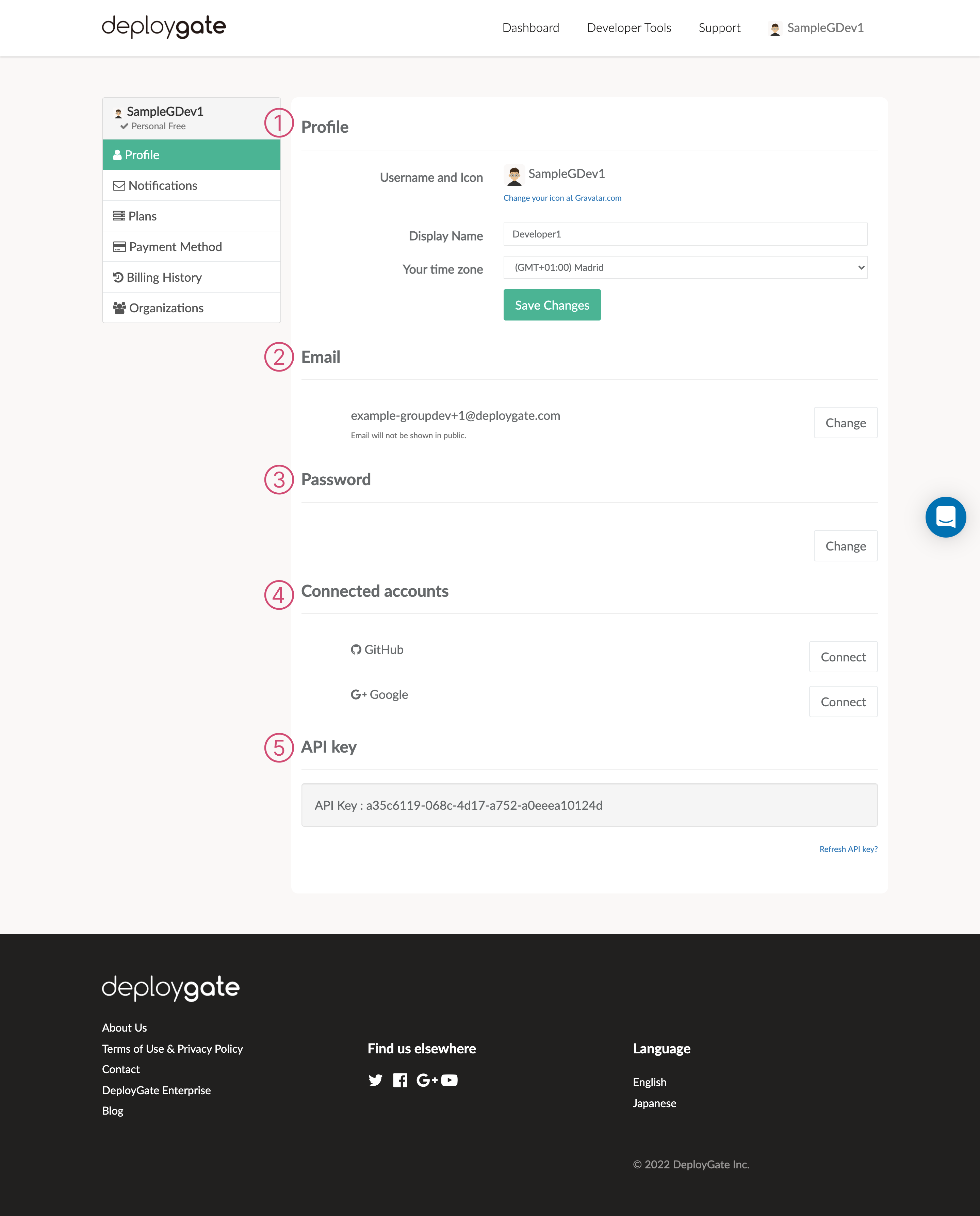 Screenshot of Account Settings page 