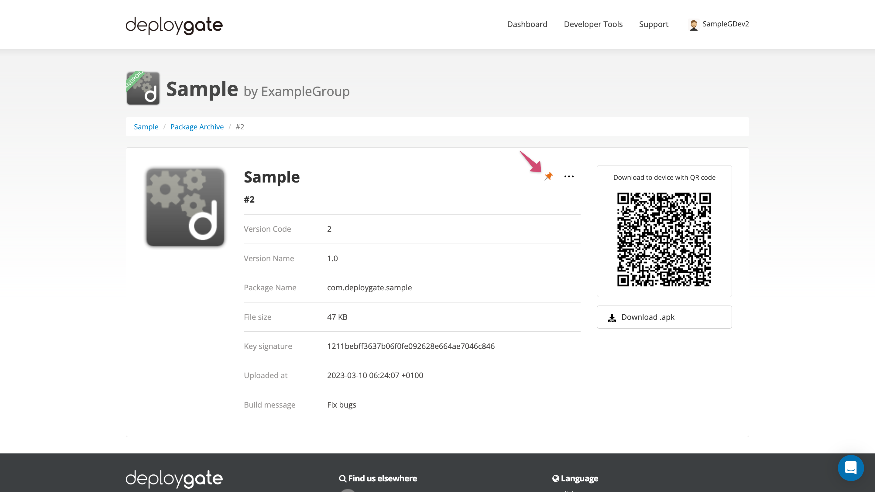 Screenshot of app revision list 12