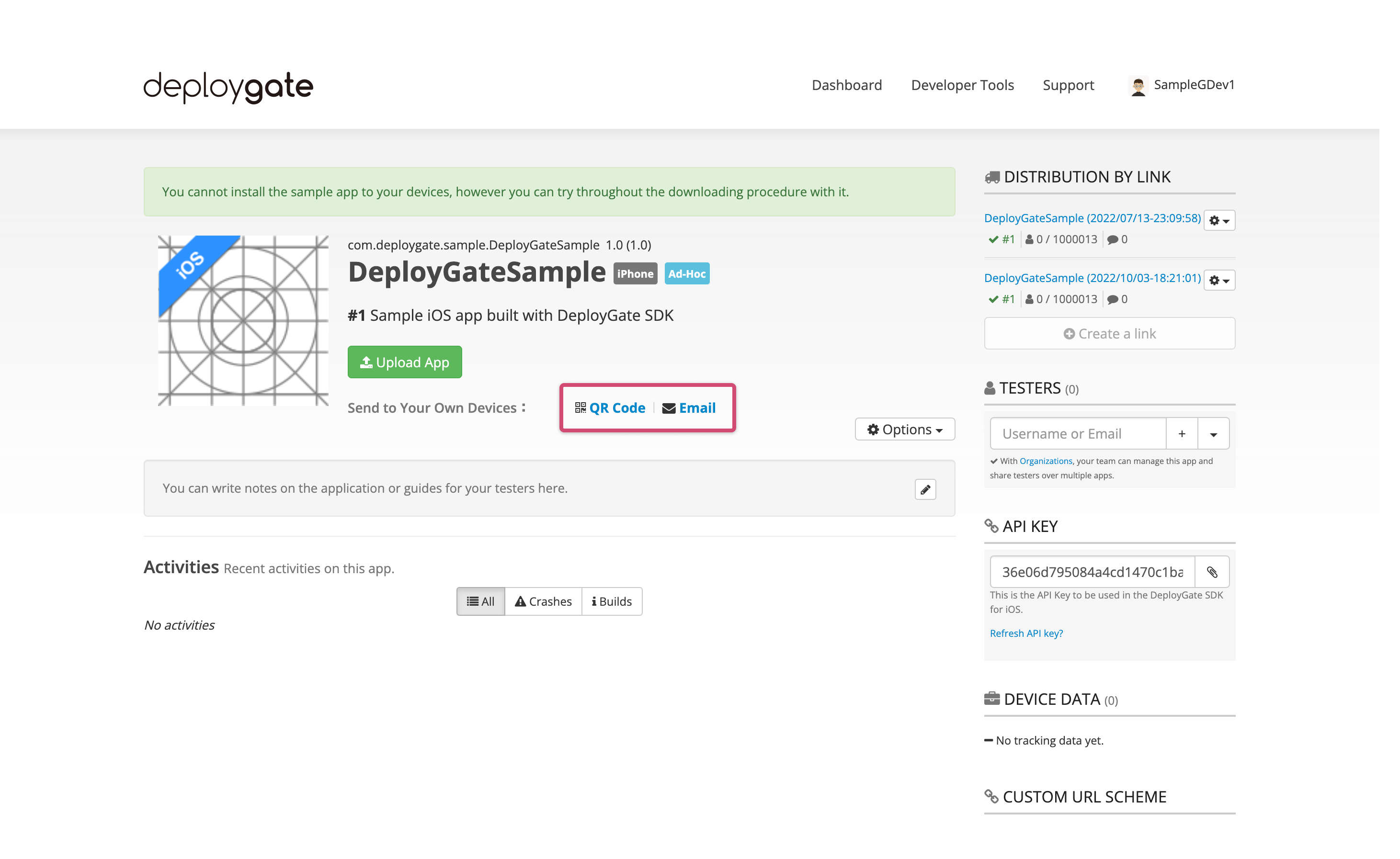 Screenshot of getting UDID