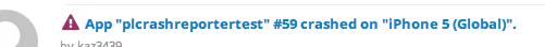 Screenshot of iOS sdk crash report