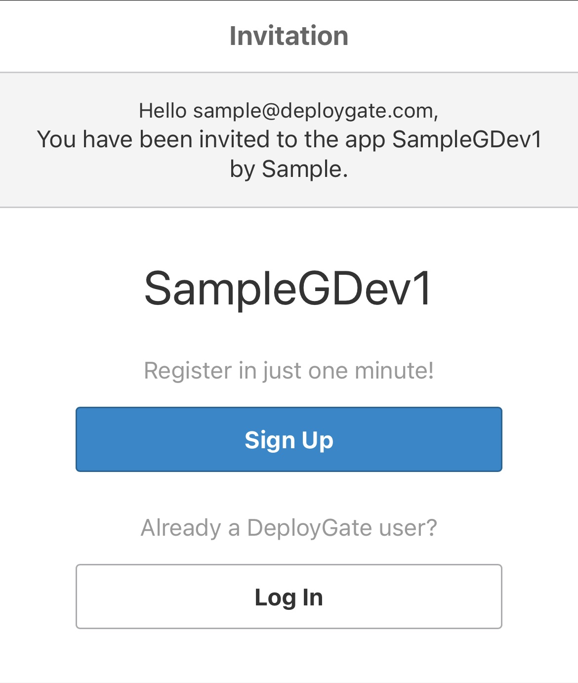 Screenshot of create account from invitation