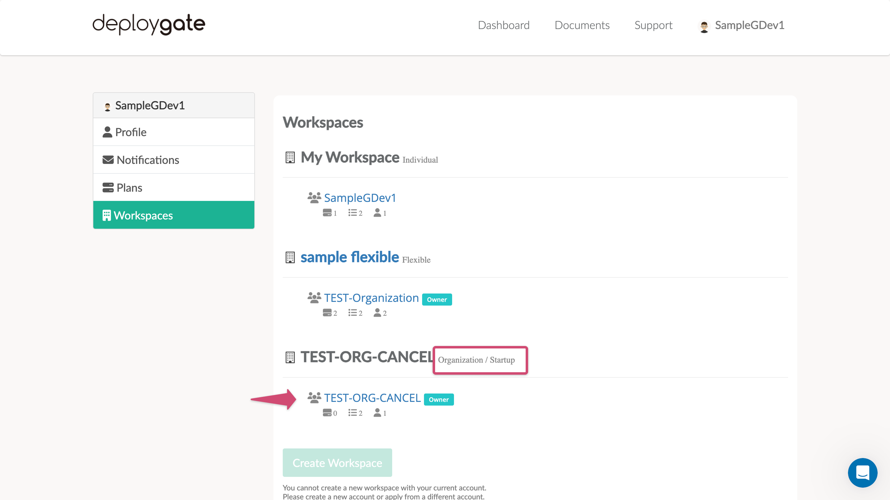 Screenshot of List of projects