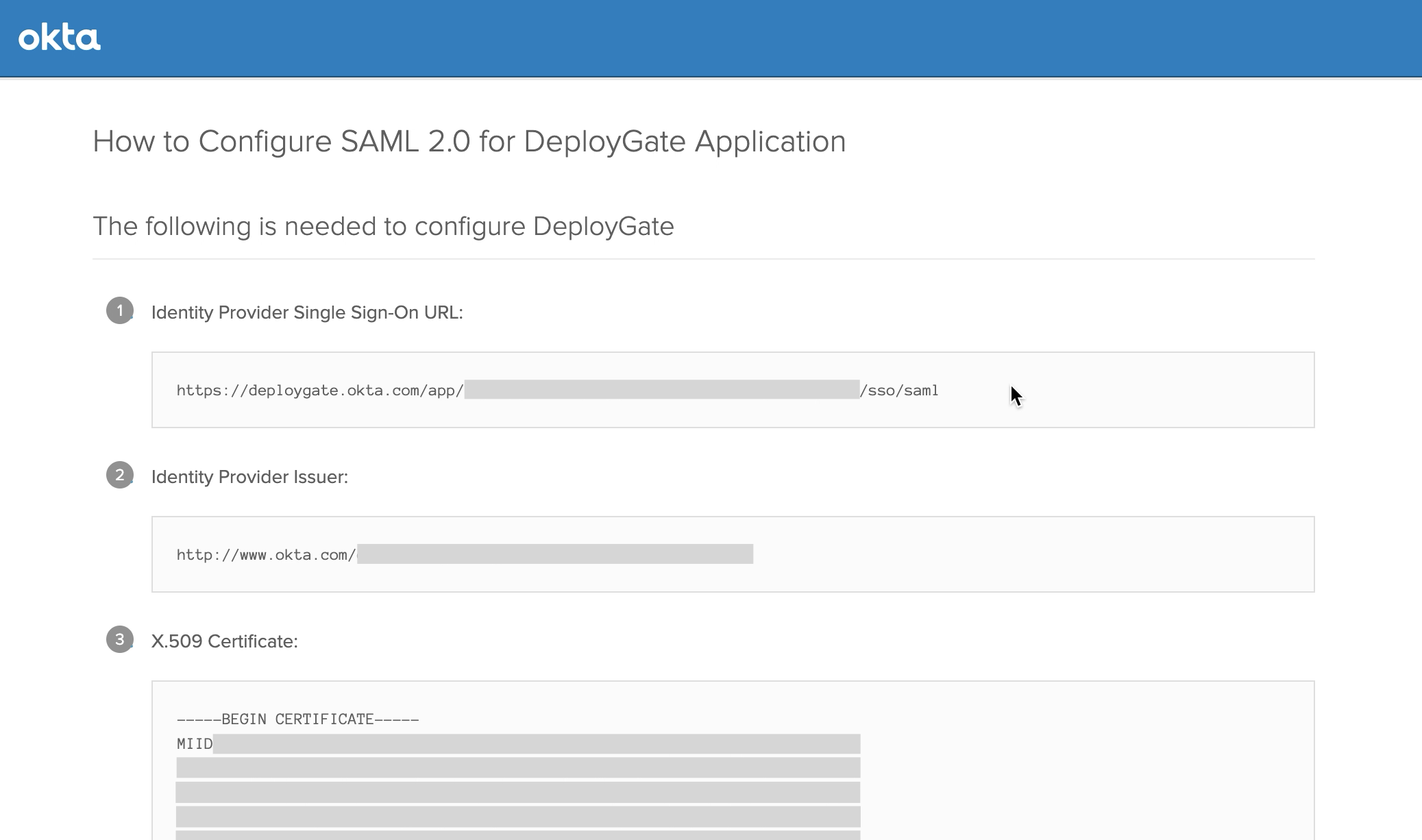 Screenshot of SAML Okta
