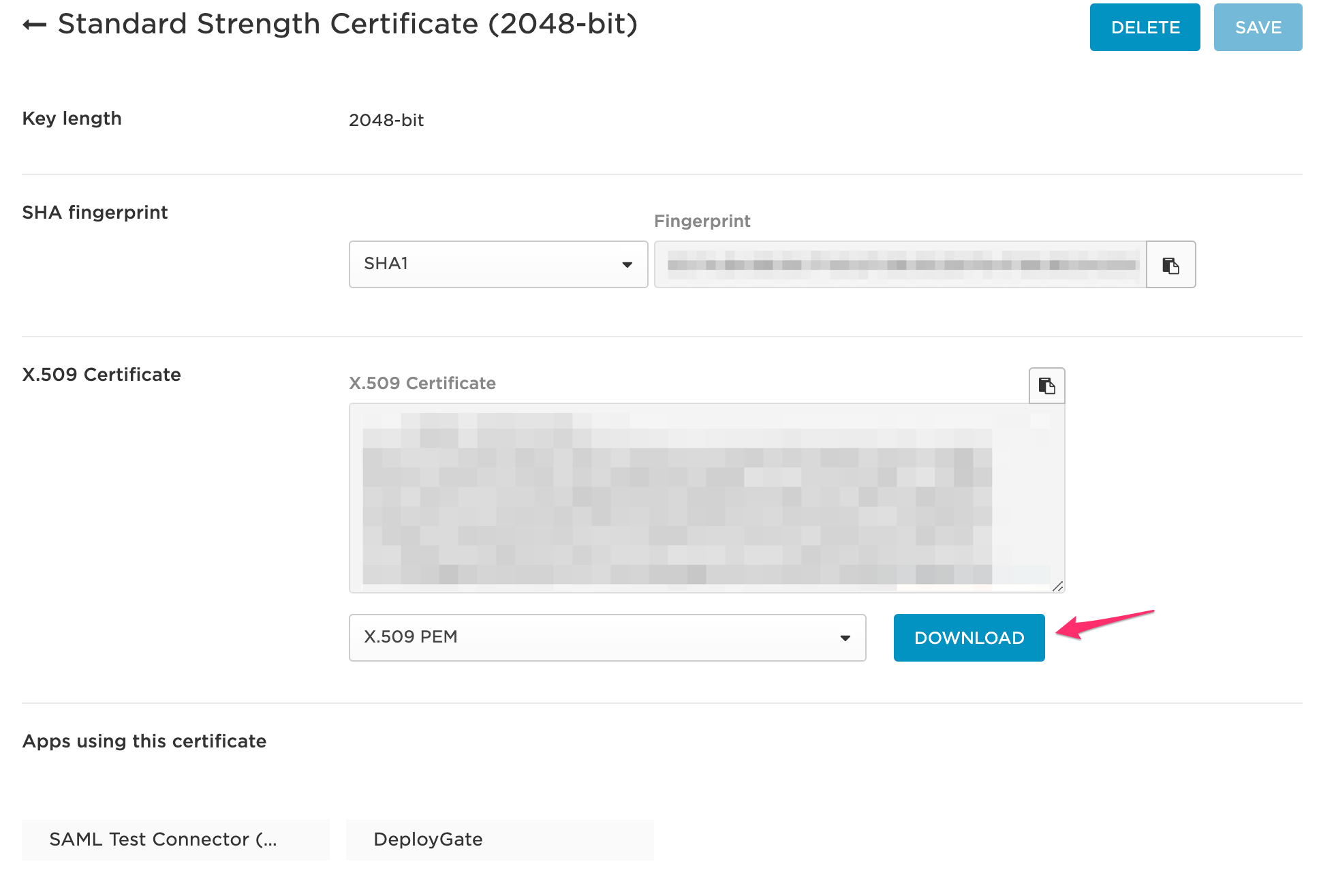 Screenshot of SAML OneLogin 