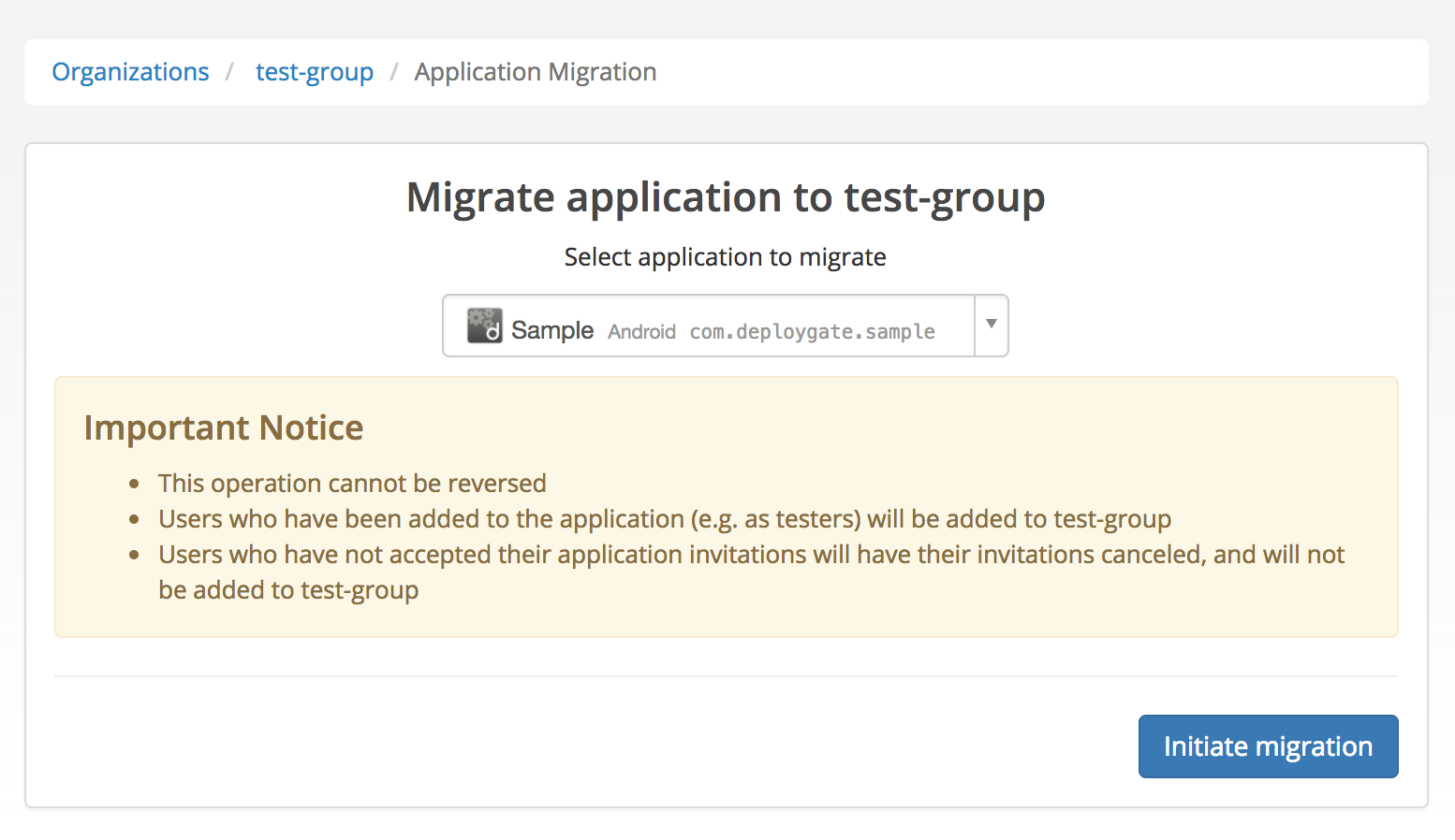 Screenshot of Transfer app 