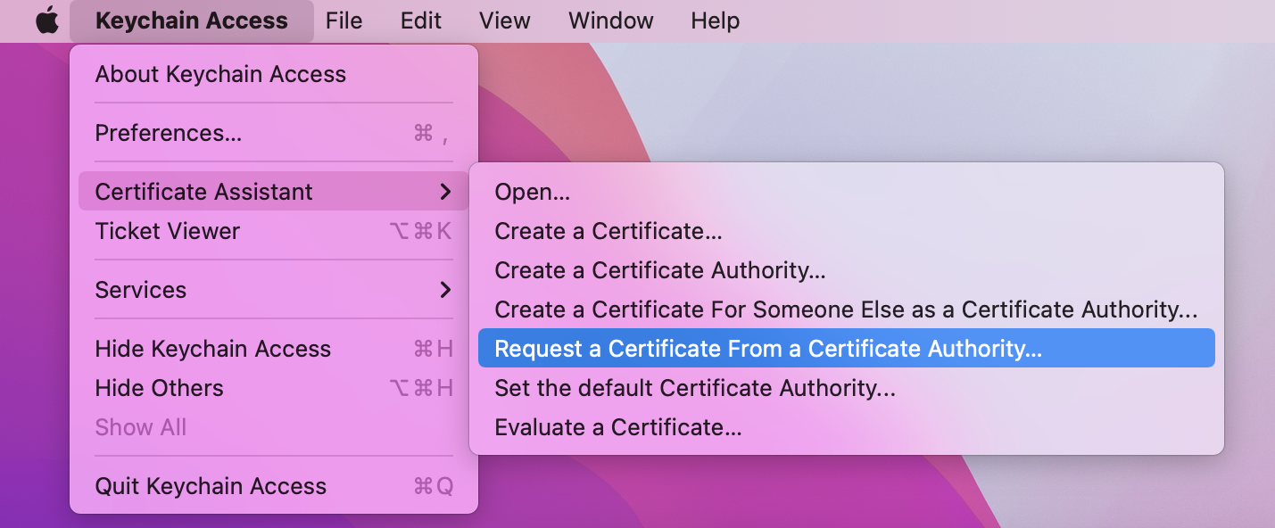Screenshot of Distribution Certificate