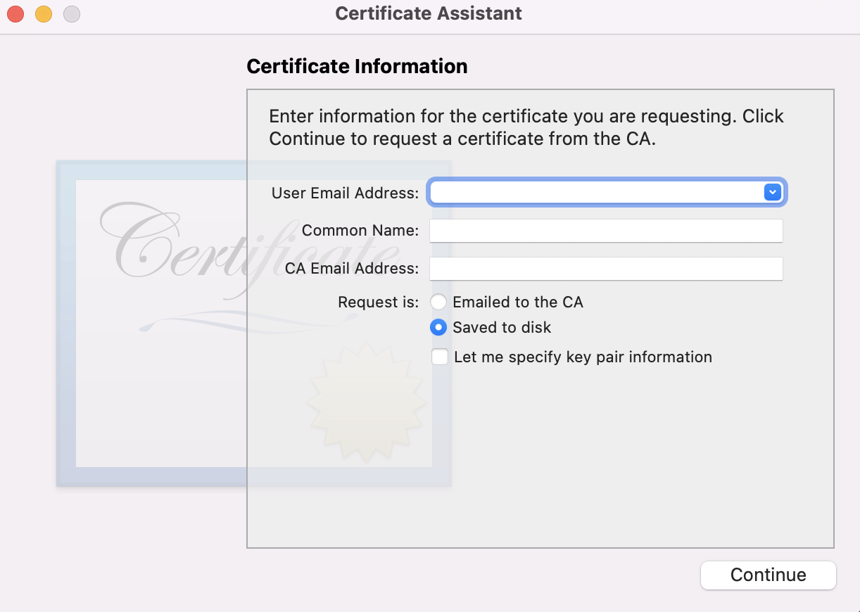 Screenshot of Distribution Certificate